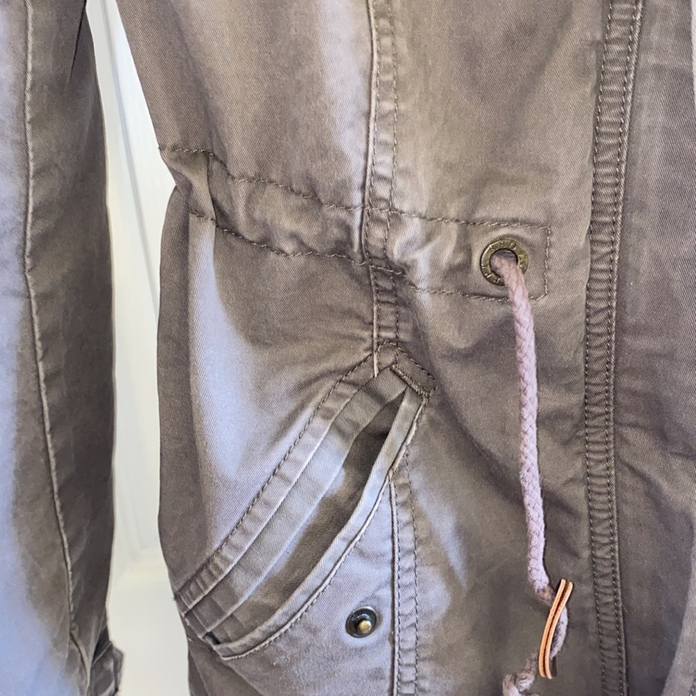 Grey Drawstring Utility Sherpa Jacket - Picture 3 of 7